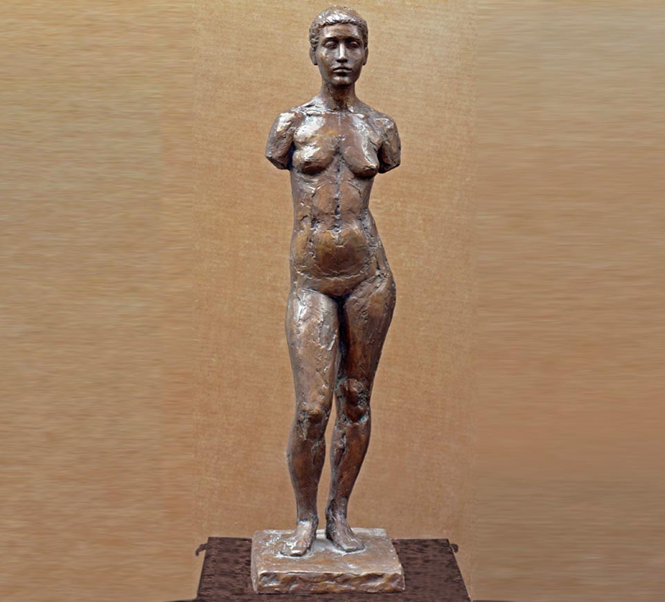 Stehender weiblicher Torso aus Bronze von Klaus Kütemeier