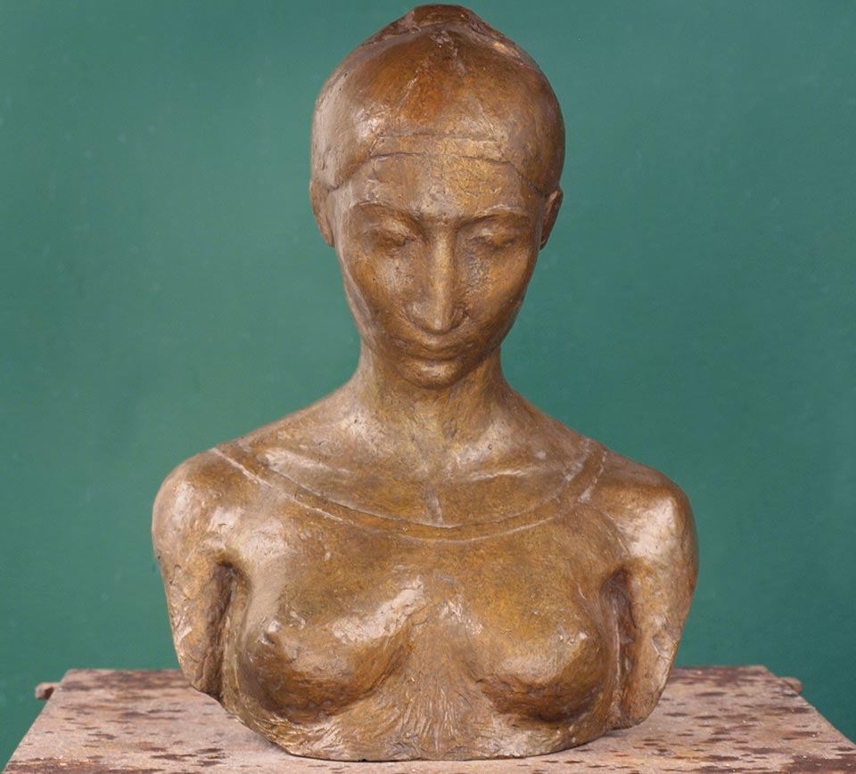 weibliche Büste aus Bronze von Klaus Kütemeier
